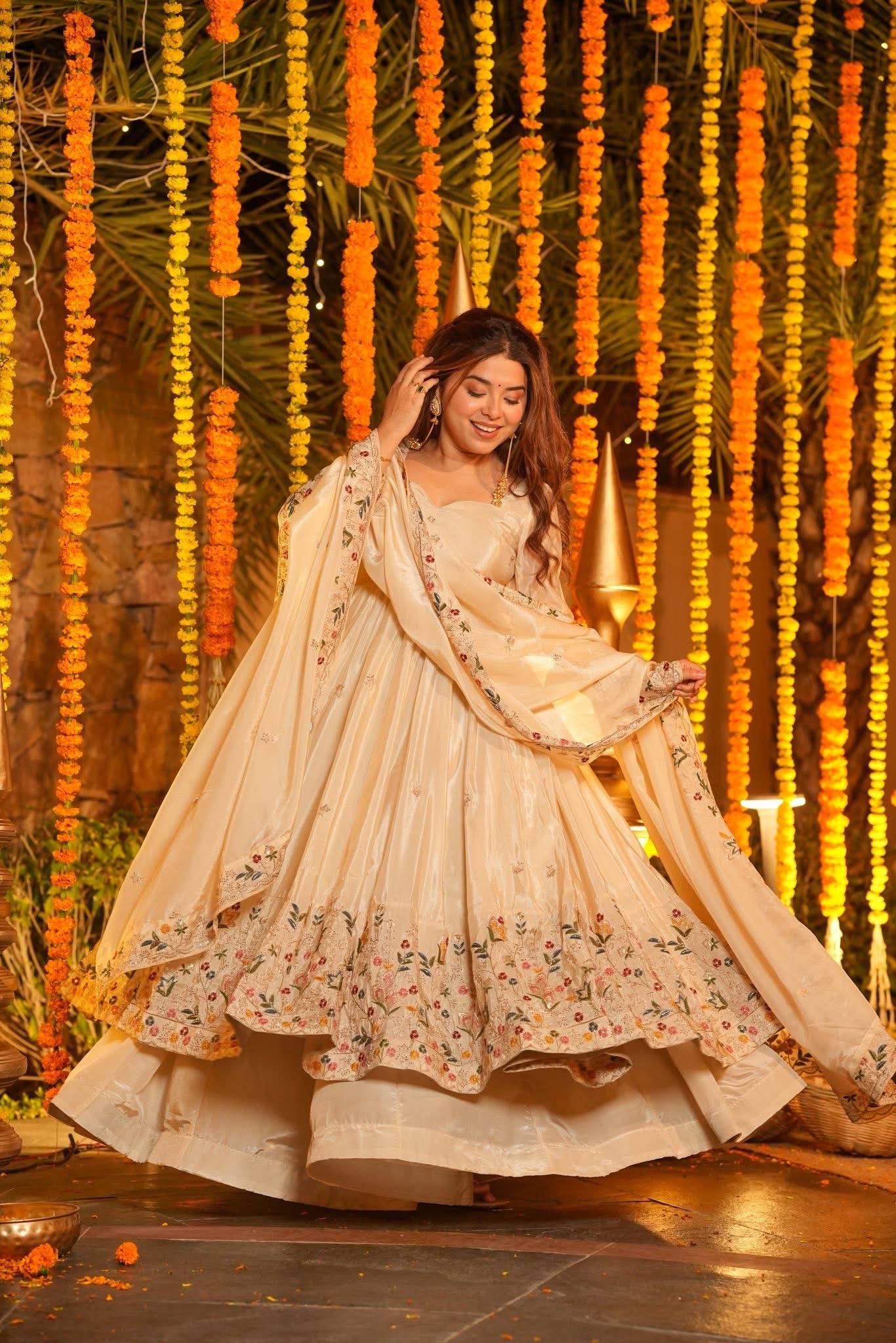 The Radiant Mustard Botanical-Hem Anarkali